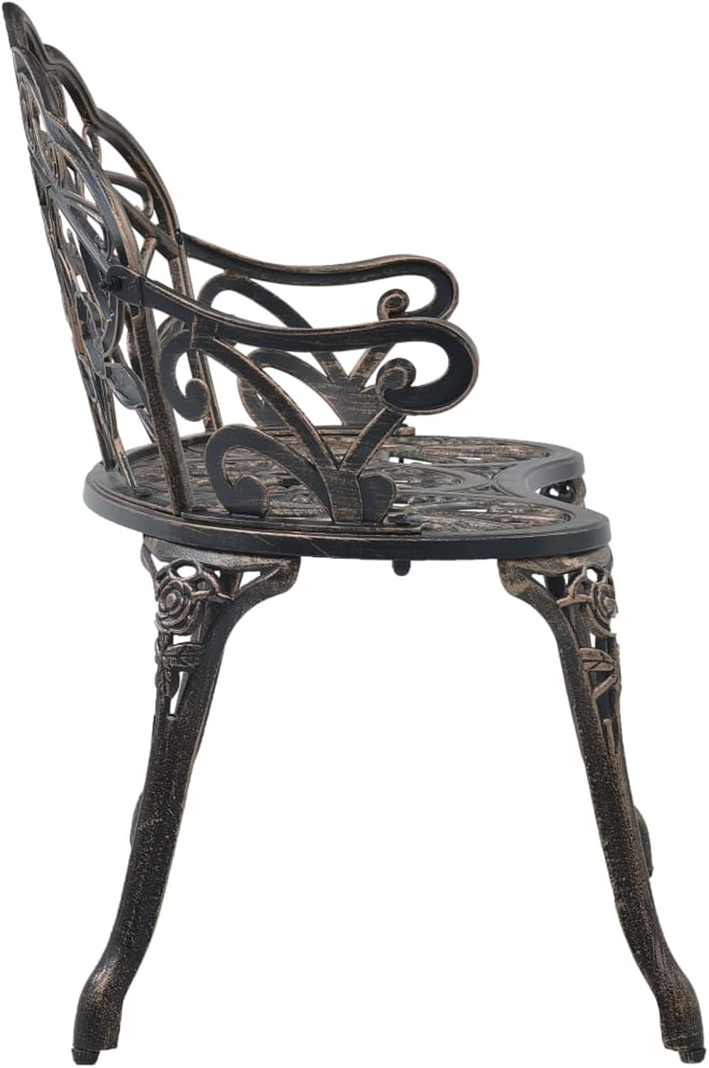 Garden Bench, Garden Bench, Patio Furniture, Cast Aluminium, Bronze, 100 cm - QUORE