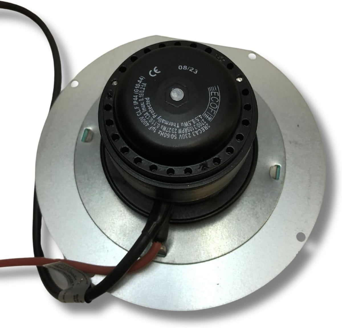 rookafzuiging voor pelletkachels met EcoFit 2RECA3-motor, FANDIS VFCA23 met ventilator van 25 mm hoogte, vermogen 23/27 watt, diameter ventilator 150 mm