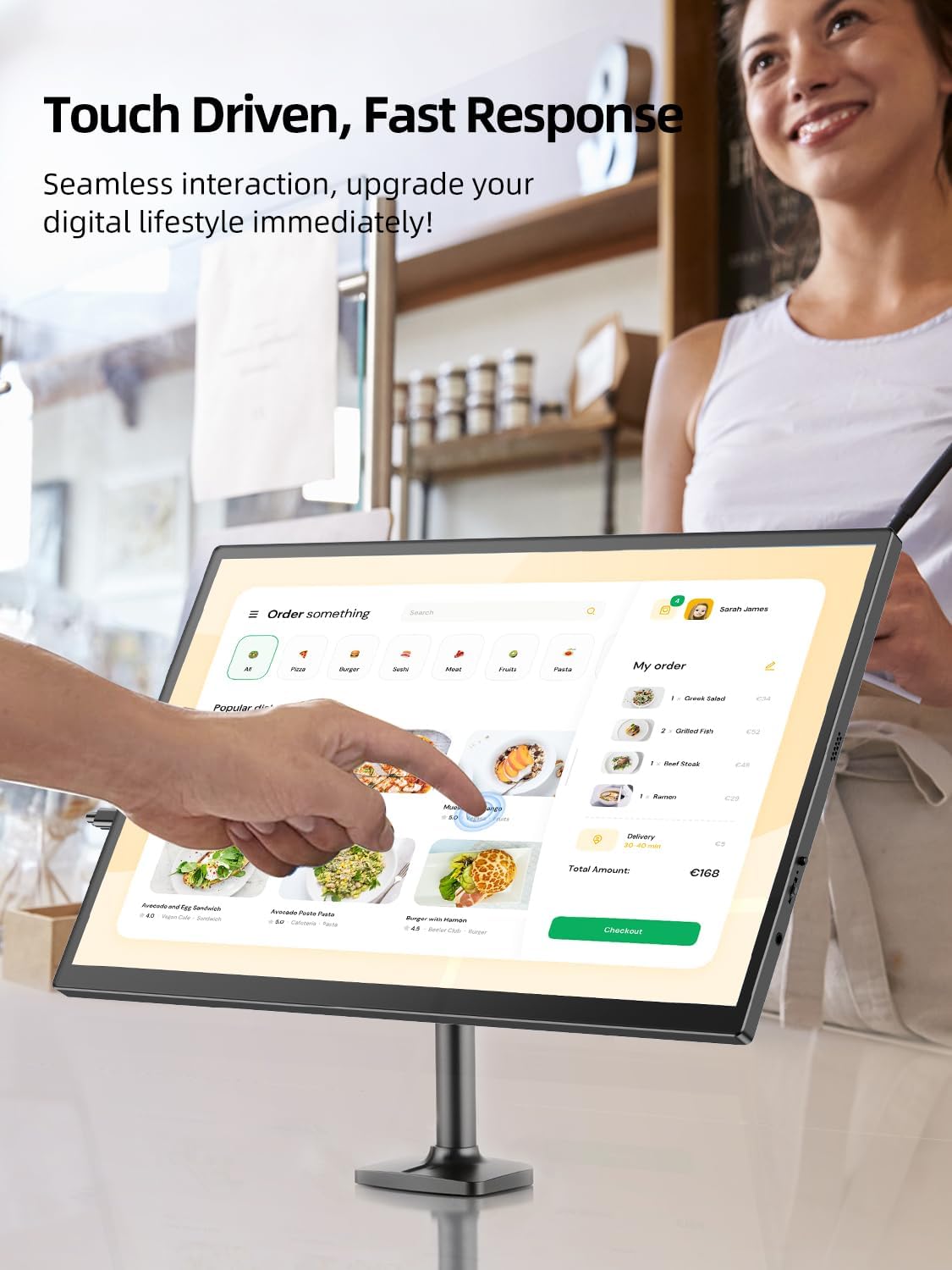 UPERFECT Draagbaar touchscreen, 18,5 inch, 120 Hz, draagbaar, touchscreen, 1920 × 1080 FHD IPS USB C & Mini HDMI, ultradunne verbinding, tweede scherm voor computer/telefoon/gameconsole, VESA