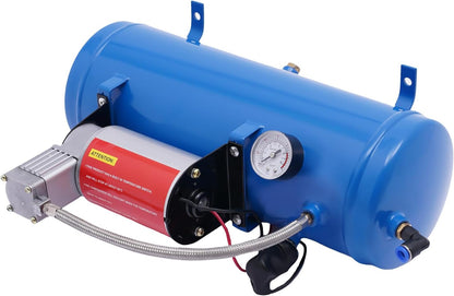 DC 12V Air Compressor Professional Compressor with Hose 150 PSI 6 Litre Tank Capacity Trumpet Compressor for Car Tyres, Boats, Air Horns, Tyre Inflating - QUORE