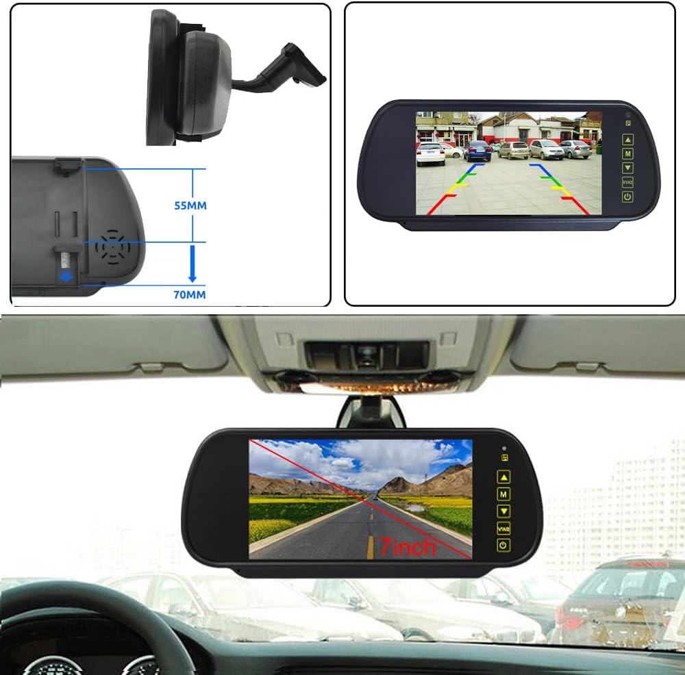 Derde dak Top Mount remlicht camera HD waterdicht remlicht achteruitrijcamera voor Citroën Jumper/FIAT Ducato E-Ducato Maxi L3H2 / WEZEL / VAUXHALL Movano / Boxer (met 7 inch achteruitkijkspiegel)