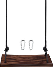 Schommelzitje - Schommels - Kinderschommel - Schommelplankje - voor Binnen Buiten - In Hoogte Verstelbaar Touw - Belastbaar tot 200kg - Hout - 42 x 20 x 210 cm - Bruin