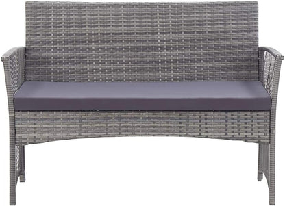 vidaXL Lounge Set with Cushions 4-Piece Garden Set Furniture Set Garden Outdoor Set Garden Furniture Garden Furniture Set Lounge Furniture Lounge Set Poly Rattan Anthracite - QUORE