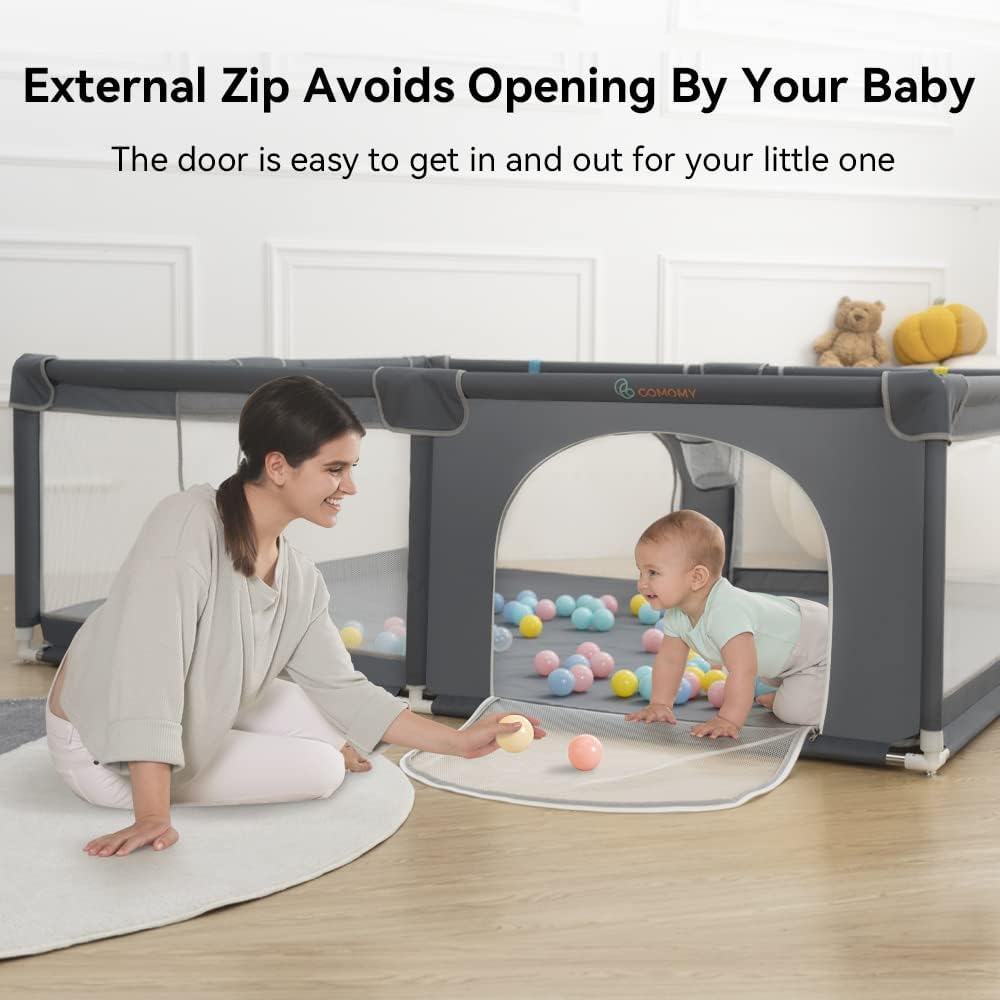 COMOMY Baby Playpen 180 x 150 x 66 cm Playpen for Babies and Toddlers, Large Playpen with Activity Centre for Children, Indoor and Outdoor, Playground with Non-Slip Bottom, Breathable Mesh - QUORE