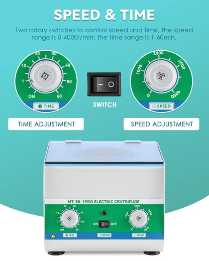 Mxmoonant Laboratorium Lage snelheid centrifugeert Desktop 15mlx6, 0~4000rpm, Elektrische Centrifuge met lage snelheid, Geschikt voor Universitaire Laboratoria, Onderzoeksinstellingen, enz.