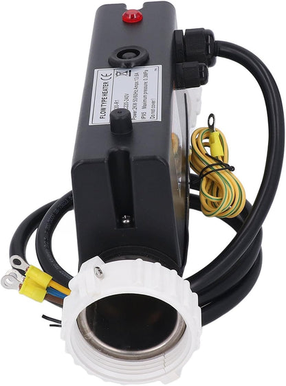 Hardwired Zwembadverwarming – Spa Verwarming – Badkuip Verwarming – Elektrische Verwarmingsunit – Thermostatische Waterverwarmer – 1 kW / 2 kW – Roestvrij Staal – Droogkookbeveiliging Bij 50 °C
