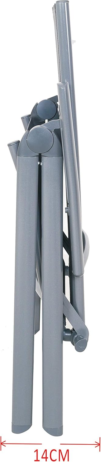 Ambientehome, 50204, 8-voudig verstelbare aluminium klapstoelen, kleur grijs, campingstoel, klapstoel