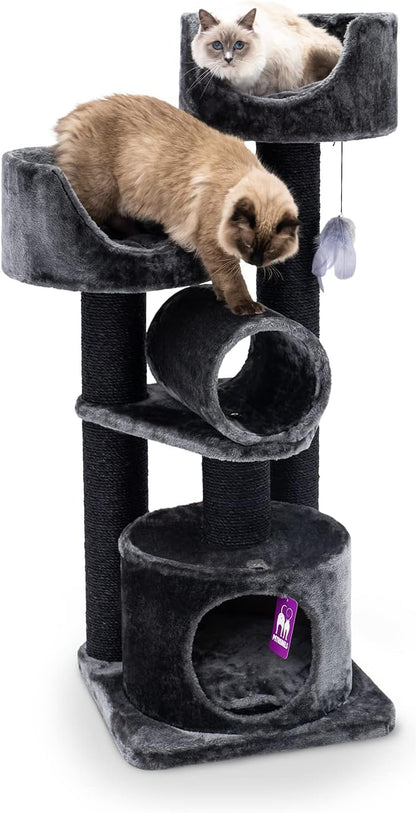 Krabpaal – Krabmeubel – Kattenpaal – Klimpaal – Zwart – Stevige Basis – Dikke Sisalstammen 12 cm