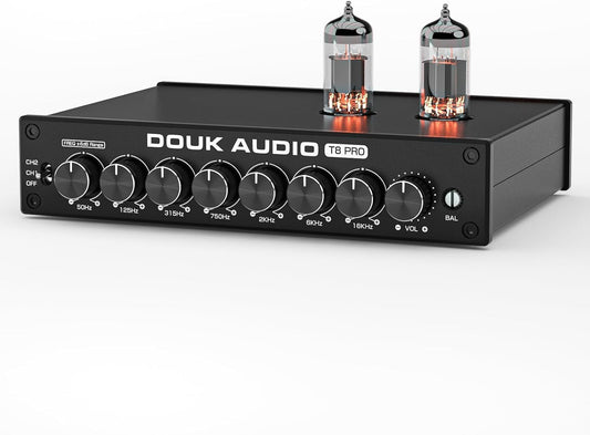Douk Audio HiFi vacuümbuizen, equalizer, 7-band, EQ-voorversterker, XLR Preamplifier Home (T8 PRO)