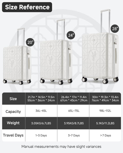 Sea choice Kofferset 3-delig Hardshell Uitbreidbaar Reiskoffer Polycarbonaat Lichte Trolley Rollkoffer Hardshell Bagageset M/L/XL, met Spinnerwielen TSA Goedkeuring Slot en 4 Wielen