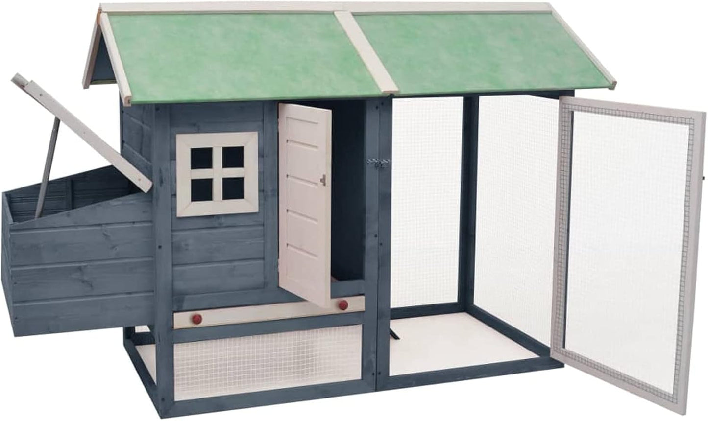 Kippenhok – Kippenkooi – Pluimveeverblijf – Kippenren – Konijnenhok – Stevig Houten Frame – Uitschuifbare Lade – Ventilatiegaas – Waterbestendig Dak – 170x81x110 cm