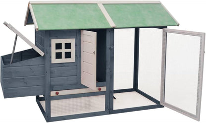 Kippenhok – Kippenkooi – Pluimveeverblijf – Kippenren – Konijnenhok – Stevig Houten Frame – Uitschuifbare Lade – Ventilatiegaas – Waterbestendig Dak – 170x81x110 cm