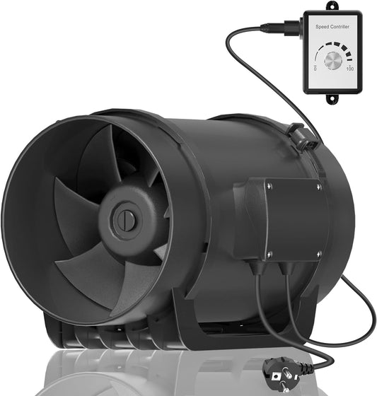 Buisventilator 200 mm – Kanaalventilator – Afvoerventilator – Inline Buisventilator – Ventilator Met Regelaar – 1292 M³/Uur Luchtstroom – Stille EC-Motor Met Variabele Snelheidsregeling