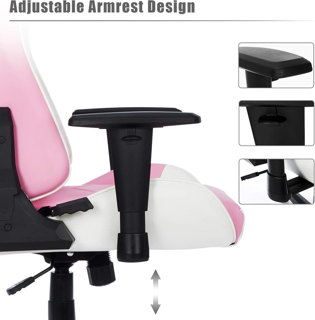 IntimaTe WM Heart D1001001B21 Gamingstoel, ergonomische racestoel, verstelbare pc-gamingstoel met hoge rugleuning met armen en rugsteun, liggende bureaustoelen (roze),50 * 55 * 131 cm
