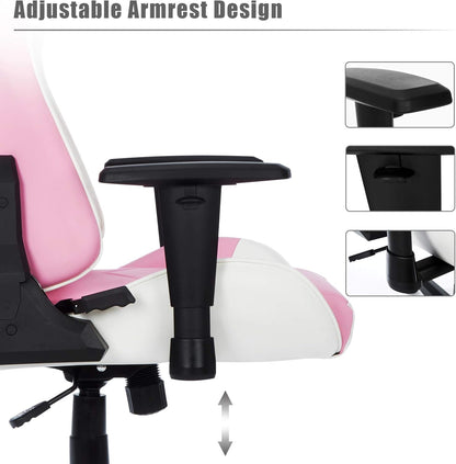 IntimaTe WM Heart D1001001B21 Gamingstoel, ergonomische racestoel, verstelbare pc-gamingstoel met hoge rugleuning met armen en rugsteun, liggende bureaustoelen (roze),50 * 55 * 131 cm