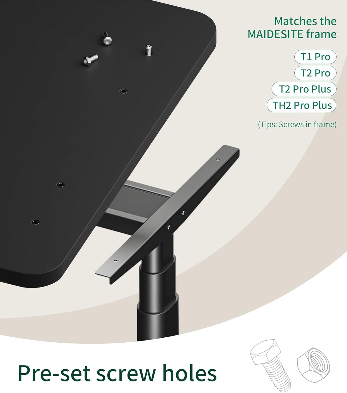MAIDeSITe Tafelblad 120x60x2,5cm Bureaublad - DIY Stabiele kantoortafelplaat - Perfect voor in hoogte verstelbare bureaus
