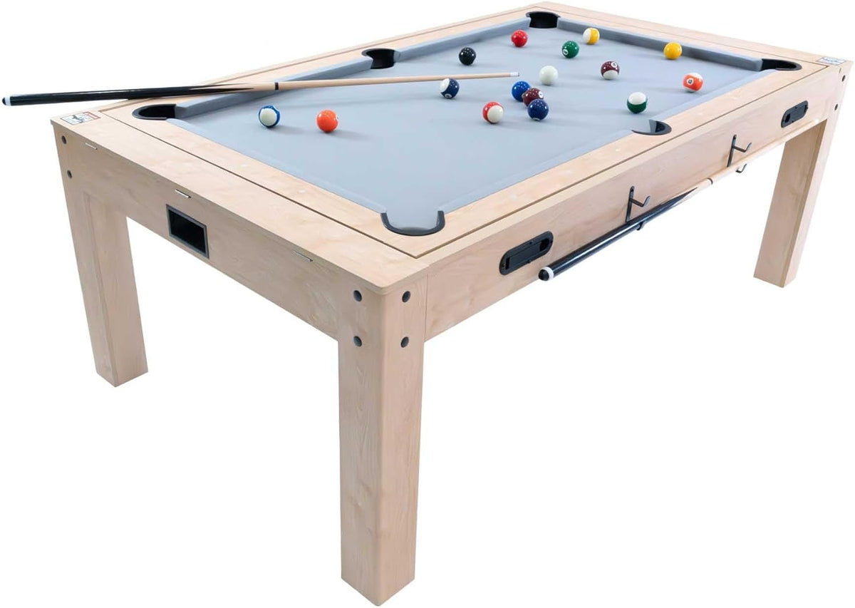 7-in-1 Multigame Table Wood Finish Billiard Table Tennis Air Hockey Chess Backgammon Shuffleboard Multisport Game Set Indoor Party Entertainment Home Office Adults Children Accessories - QUORE