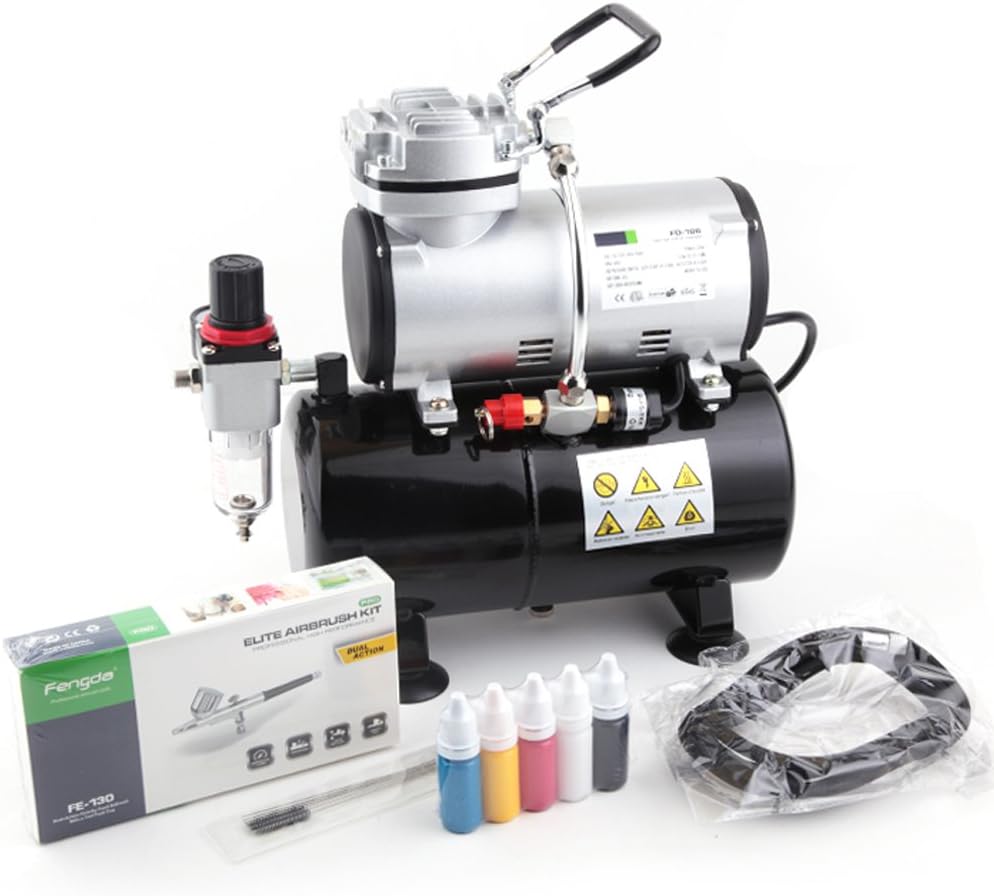 Airbrush Starterset – Airbrush Compressor – Airbrush Pistool – Airbrush Set – Airbrush Kit – Olievrije Compressor – Dubbele Actie Pistool