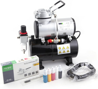 Airbrush Starterset – Airbrush Compressor – Airbrush Pistool – Airbrush Set – Airbrush Kit – Olievrije Compressor – Dubbele Actie Pistool