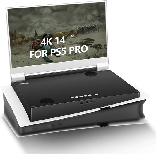 G-STORY Portable monitor for games 14 inch IPS 4K 60Hz with integration for PS5 Pro (PS5 Pro not included) 3840 × 2160 with 2 HDMI ports, FreeSync, 2 integrated stereo multimedia speakers - QUORE