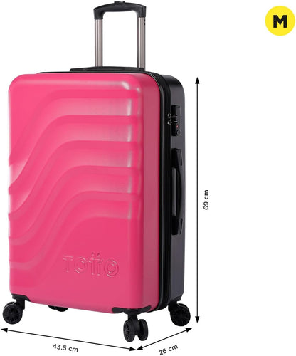 TOTTO Bazy+, harde koffer, cabinemaat, medium of groot (39 l, 64 l of 100 l), afzonderlijk of 3-delige set, schokbestendig, 360° wielen, telescopische handgreep, interne riemen, TSA-hangslot, Deco