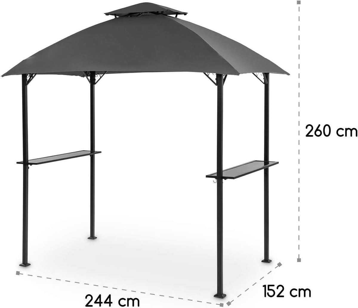 Blumfeldt Steakhouse al Sur Pavilion grilldak, afmeting: 244x260x152cm (BxHxD), regen- / zonwerend dak: polyester 160g waterafstotend/vlamvertragend, frame: 4x4cm gepoedercoat staal, donkergrijs