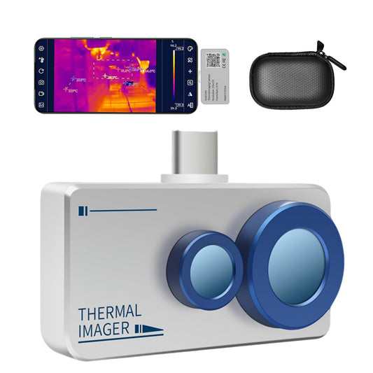 Warmtebeeldcamera HP-H2F6B 640 x 480 Visuele en hoge resolutie, dual spectrum warmtebeeldcamera voor Android, groot temperatuurbereik van 5 °F ~ 1022 °F, zicht-/IR-fusiemodus, USB-C
