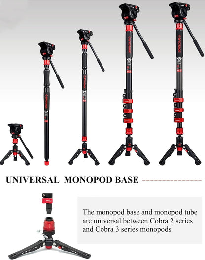 Monopod Met Standvoet – Eenpootstatief – Cameramonopod – Videostatief – Fotostatief – Koolstofvezel – 181 Cm En Draagvermogen 8 Kg