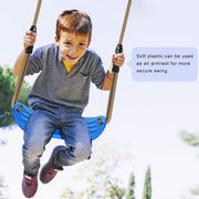 Schommelzitje - Schommels - Kinderschommel - 2 Stuks - Schommelplankje - voor Binnen - Buiten - met Verstelbaar Touw - Karabijnhaken - Kunststof - 18 x 15.5 x 44.5 cm - Blauw