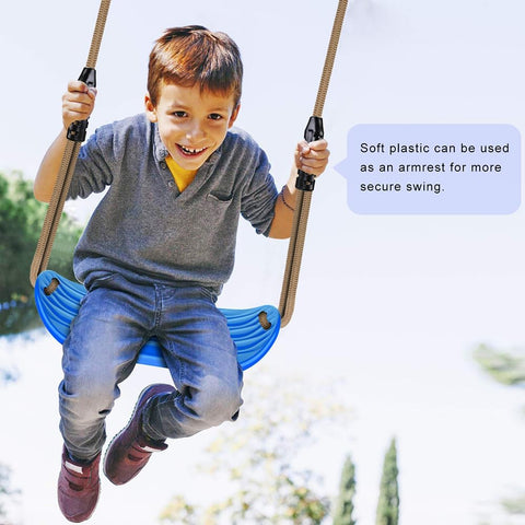 Schommelzitje - Schommels - Kinderschommel - 2 Stuks - Schommelplankje - voor Binnen - Buiten - met Verstelbaar Touw - Karabijnhaken - Kunststof - 18 x 15.5 x 44.5 cm - Blauw