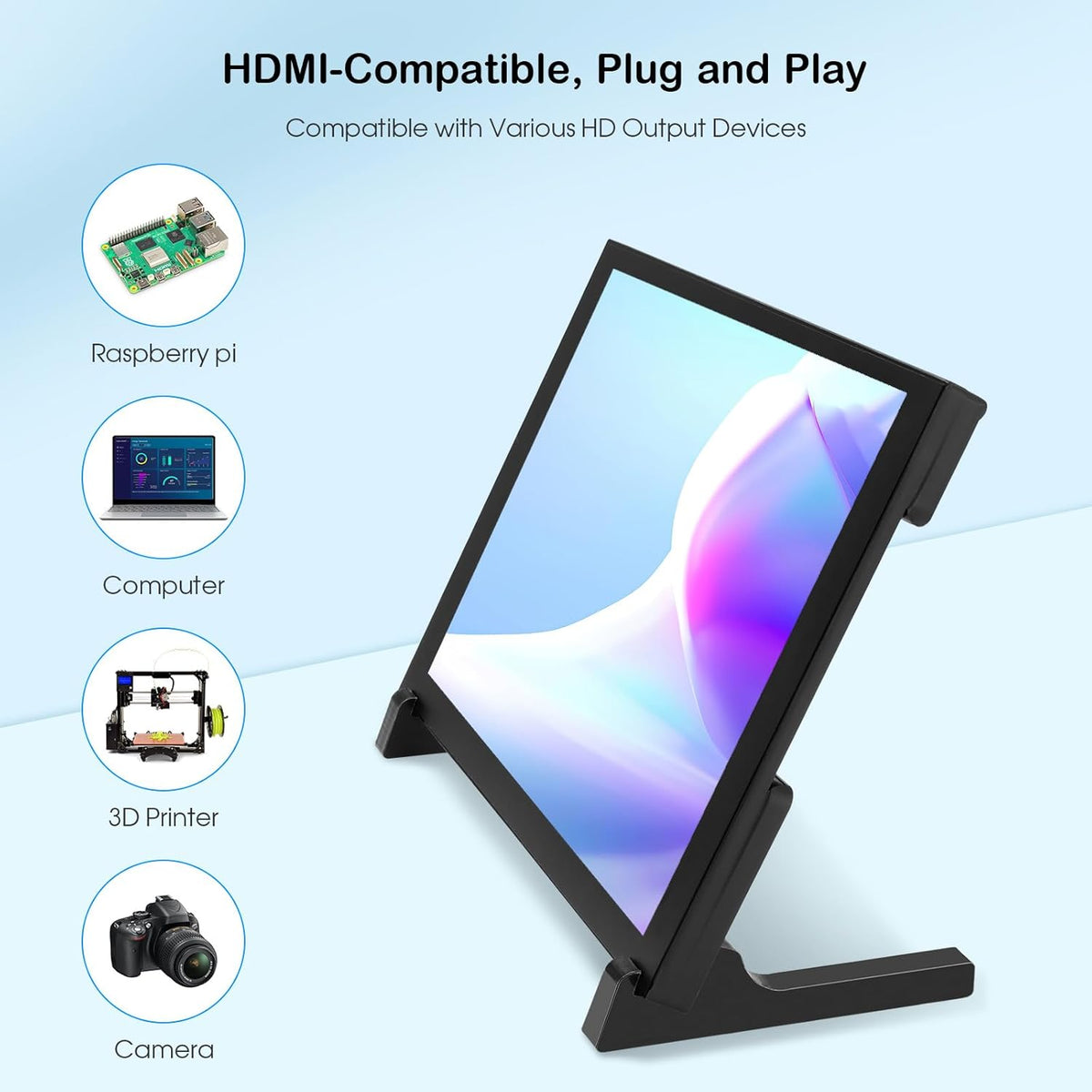 8 Inch Touchscreen Monitor – Mini Monitor – HDMI Monitor – IPS Display – Raspberry Pi Scherm – 1280 x 800 HD – Capacitief 5-Punts Touchscreen