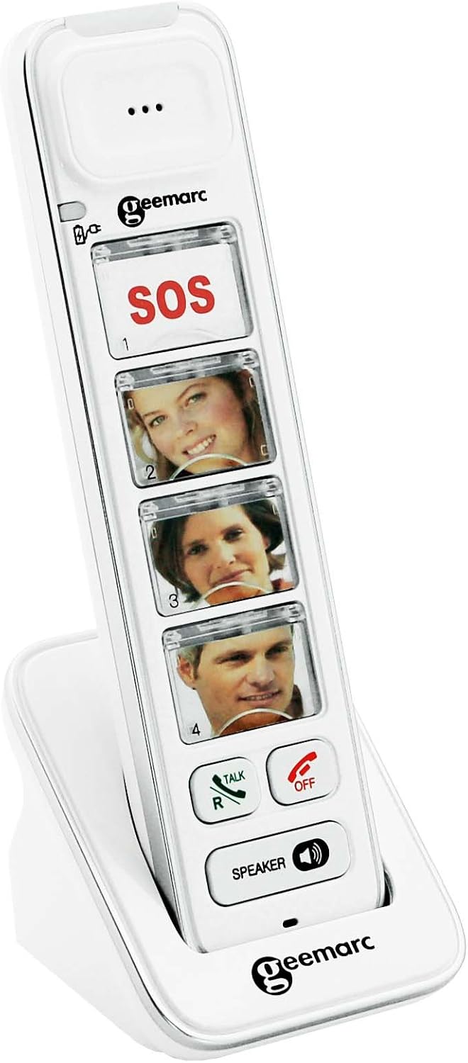 Geemarc Pack Mobility - Duo van Draadloze Telefoons met Versterker, Antwoordapparaat en Grote Persoonlijke Fototoetsen voor Ouderen - Laag of Matig Gehoorverlies