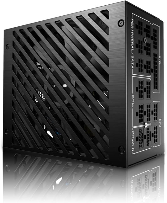 LC-POWER LC1200P V3.0 Atx-voeding 1200 W, geluidsarm, stroomvoorziening PC Gaming 1200 Watt, 80 Plus Platinum Power Supply met 135 mm ventilator, compatibel met Atx 3.0 en Pcie 5,0-92% efficiëntie