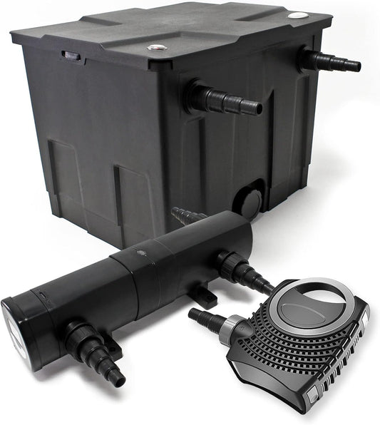 Set bio-vijverfilter 12.000 l SuperEco vijverpomp 80 W UVC-zuiveraar 18W