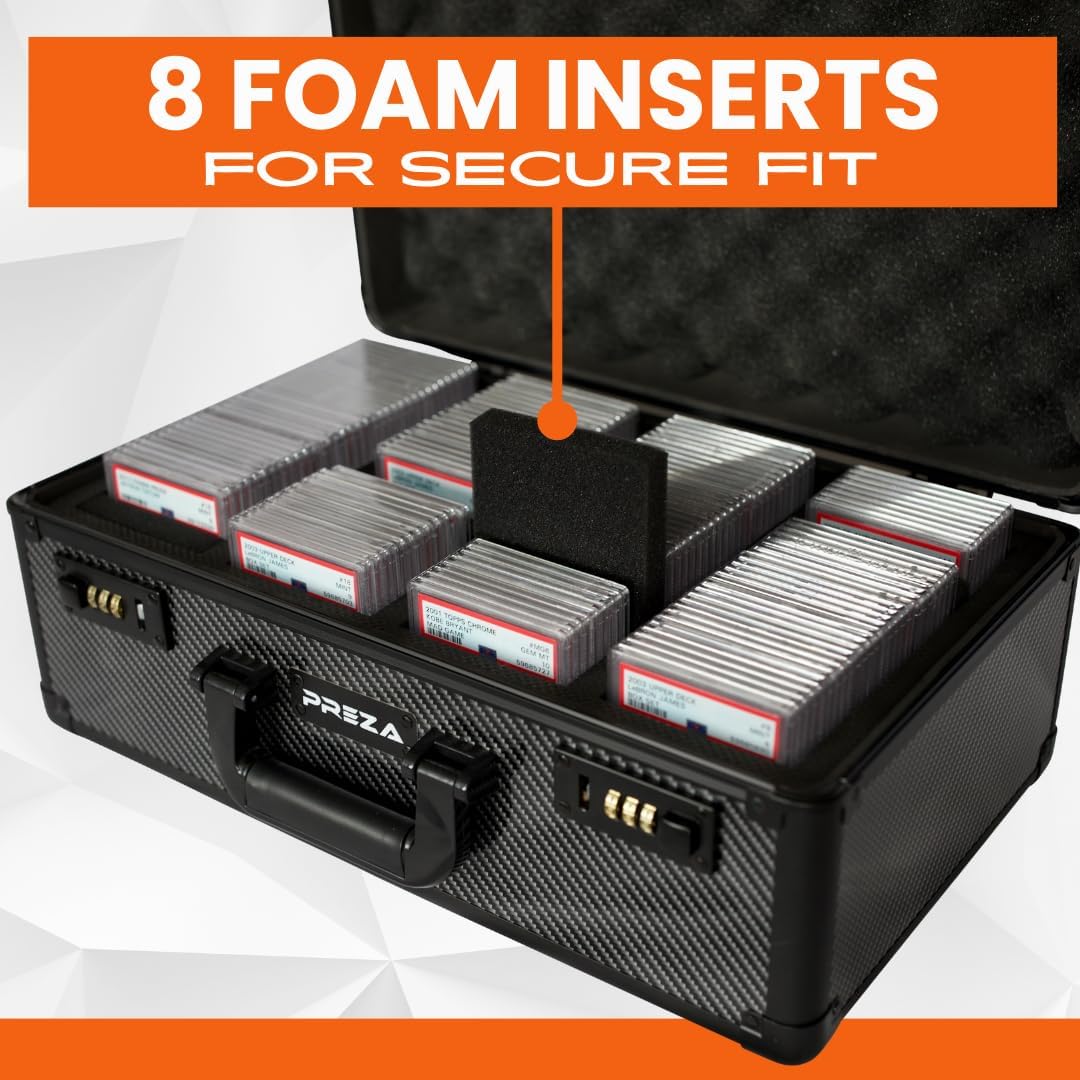 PREZA Graded Card Storage Box - Premium Trading Card Case voor Graded Sports Cards - Carbon Fiber Slab Case (XL)