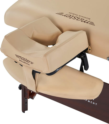 Master Massage Del Ray Mobile Massage Chair, Cosmetics Lounger, Therapy Bed, Treatment Lounger, Massage Bench, Foldable, Wood, 76 cm, Beige - QUORE