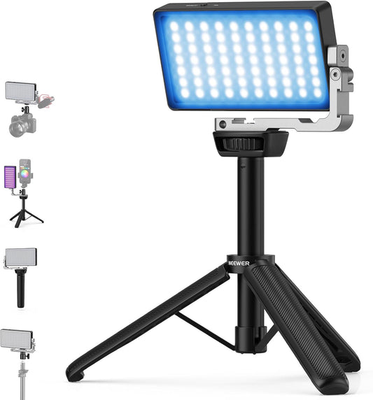 NEEWER Videolamp RGB 12 W, LED-paneel voor streaming, selfie, 2500 K-10.000 K, CRI97+, app/2.4G-bediening, batterij 4300 mAh, bureauhouder voor vlogging, video-opname, podcast, SL90