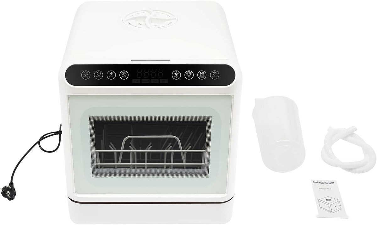 Draagbare compacte vaatwasser, 1100 W, tafelvaatwasser met 6 liter watertank, mini-glazen deur, vaatwasser, tafelvaatwasser voor keuken, camper, camping, slaapzalen, 72 uur antibacterieel