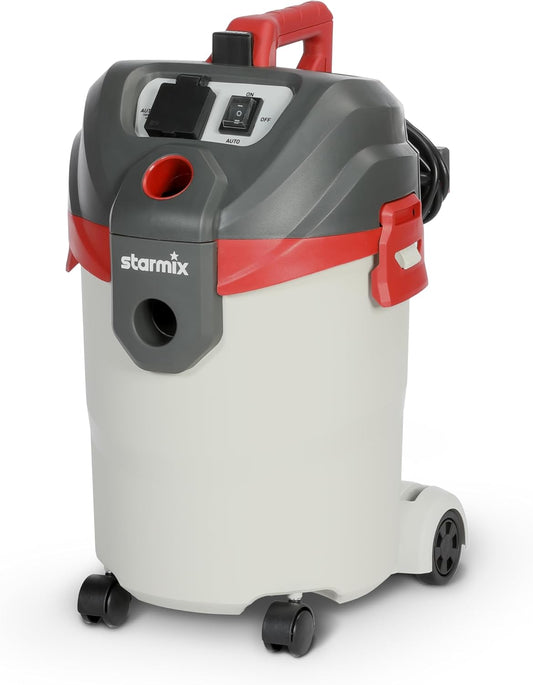 Starmix Flexo AP-1420 Nat- en droogzuiger met stopcontact, 1400 watt, industriële stofzuiger met reservoir van 20 liter, met blaasfunctie, filterreiniging max. 216 mbar, stofzuiger voor bouwplaats +