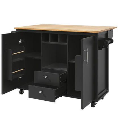 All-in-One Kitchen Island Buffet Cabinet with Folding Worktop, Heavy-Duty Non-Wood Construction, Adjustable Shelves, Wine Rack (Holds 4 Bottles), Door Shelf, Towel Rack - Space-Saving Mobile Kitchen Trolley for Small Kitchens