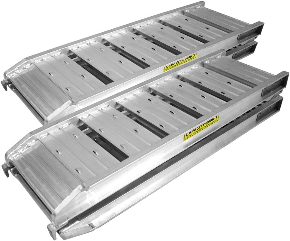 2x oprijplaten aluminium - 182cm 400kg - oprijplaat motoroprijplaat oprijsteun opvouwbaar