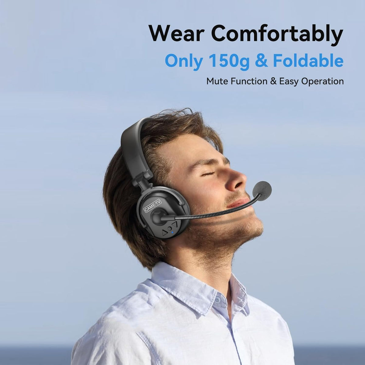 Came-TV Waero Full Duplex Draadloze Intercom Headset Systeem met Ruisonderdrukking, 365 m Team Communicatie Groepsgesprek, Single-Ear Headset voor Media Productie Podium Concert 9 Gebruikers