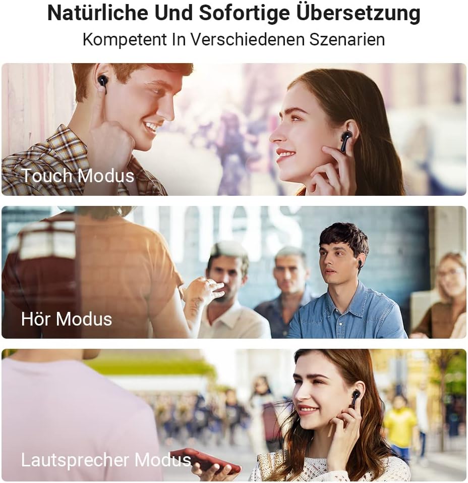 Timekettle M3 vertalingsapparaat, tweeweg vertaler-oordopjes met app voor 40 talen en 93 dialecten, online & offline spraakvertalers voor expats op reis, compatibel met iOS en Android