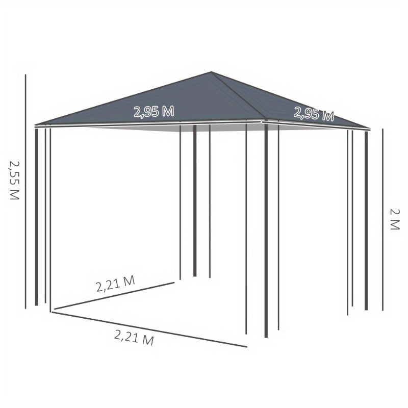 Tuinoverkapping – Tuinkamer – Partytent – Festivaltent – Prieel – Stabiel Stalen Frame – Waterafstotend Polyester 3x3m Grijs