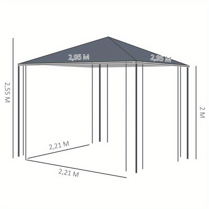 Tuinoverkapping – Tuinkamer – Partytent – Festivaltent – Prieel – Stabiel Stalen Frame – Waterafstotend Polyester 3x3m Grijs