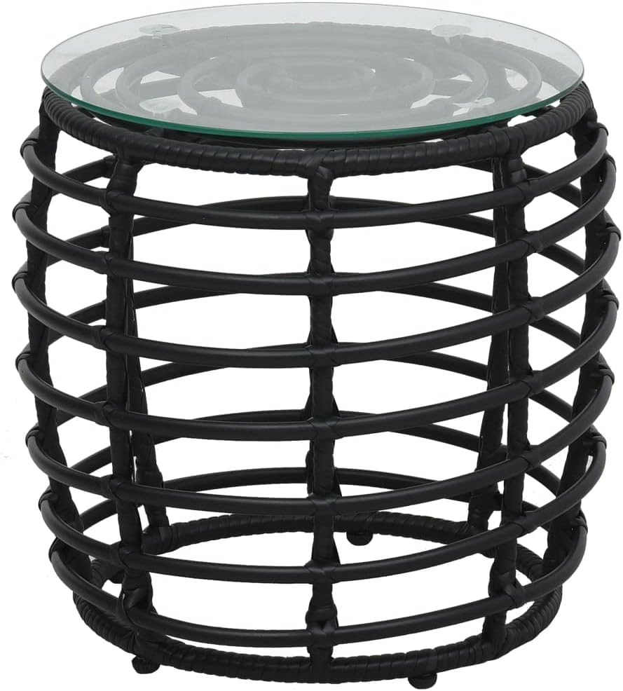 3-Piece Bistro Set Poly Rattan Black Garden Furniture Bistro Set, Sitting Set with Chairs and Table, Balcony Furniture Set Outdoor Furniture Set for Patio, Garden, Balcony-C - QUORE
