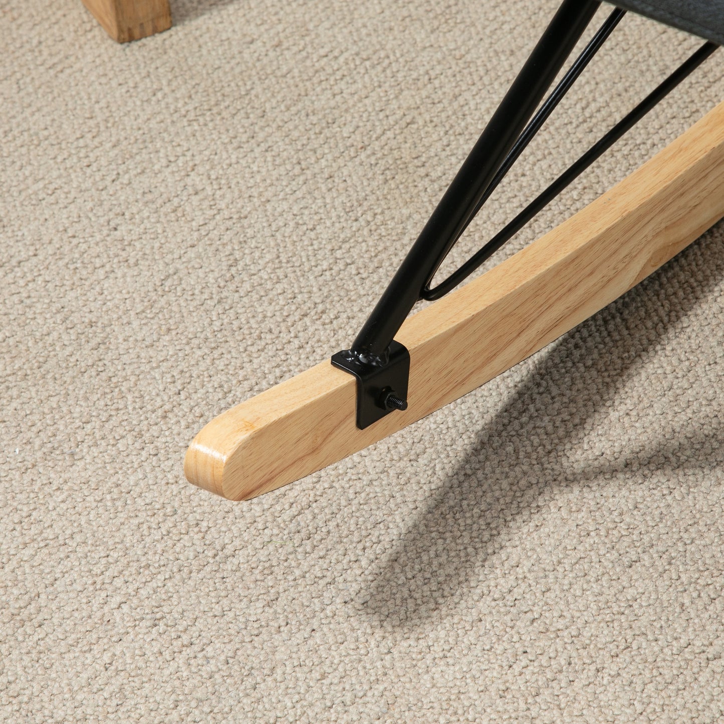 Schommelstoel – Wipstoel – Rocking Chair – Relaxstoel – Fauteuil – Hoog Dichtheid Foam Kussen – Grijs Linnen Bekleding
