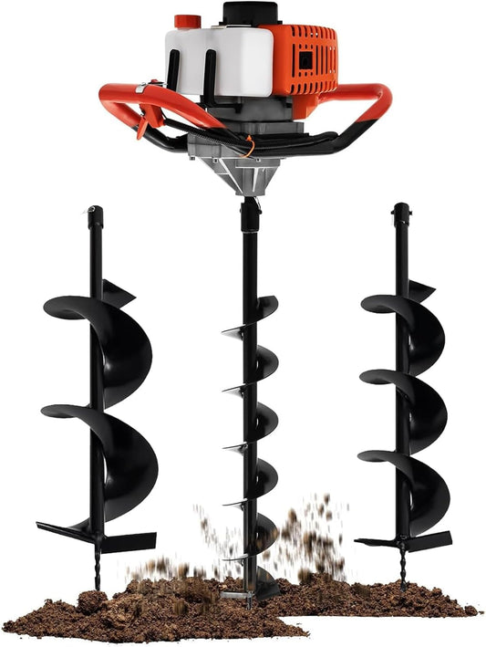 Benzine Grondboor – Grondboormachine – Paalboor – Tuinboor – Handboor – 52 cc 2,4 PK Motor – 3 Boorbits 100/150/200 mm