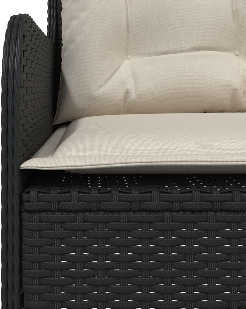 Garden Bench L Shape with Cushion, Black Poly Rattan Garden Furniture Set, Outdoor Balcony Set, Patio Furniture, Garden Lounge, Seat Set for Patio, Balcony, Garden -B - QUORE