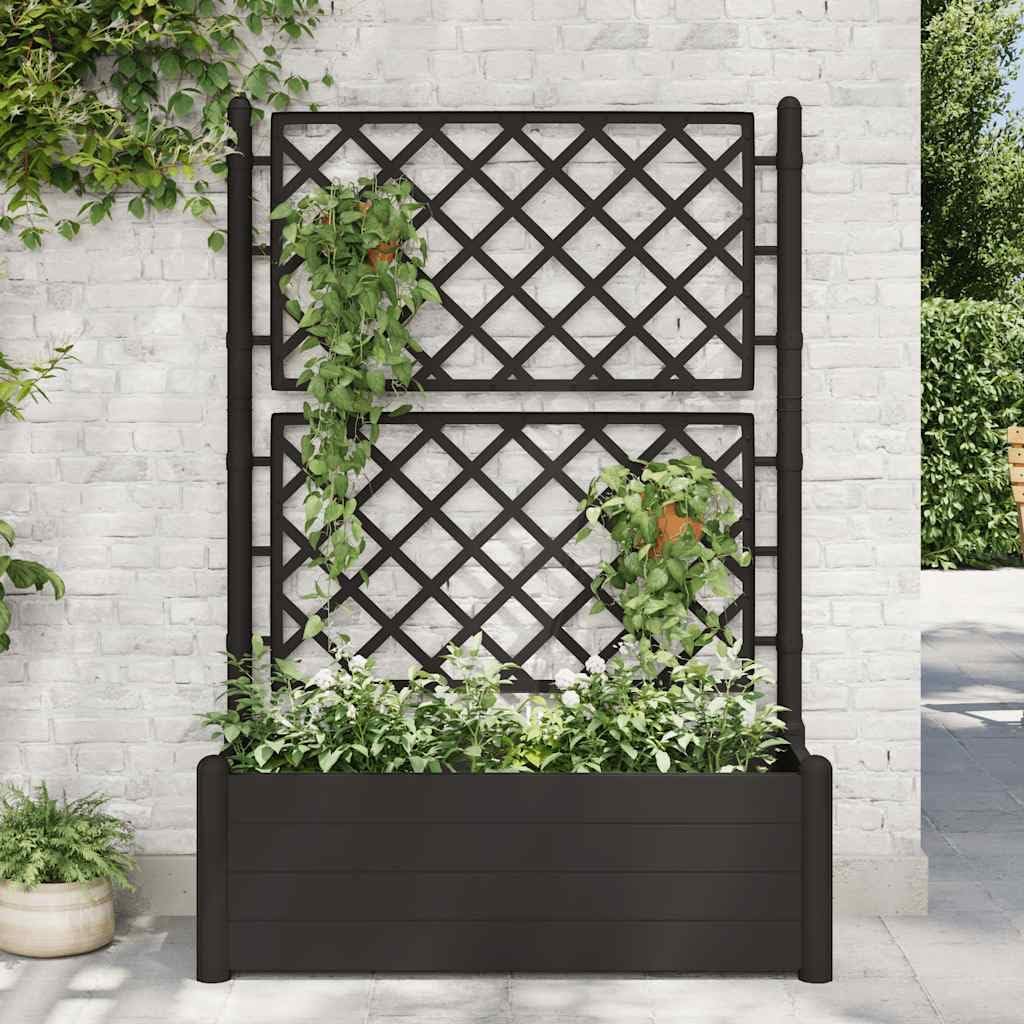 vidaXL Planter with trellis 100x43x142 cm PP anthracite - QUORE
